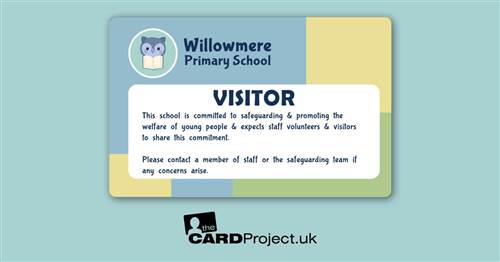 Primary School Visitor Card Owl Color Blocks